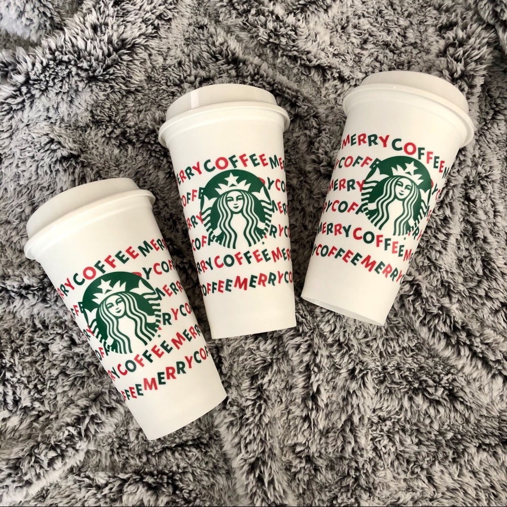 Set of 3! Starbucks Holiday Reusable Cups